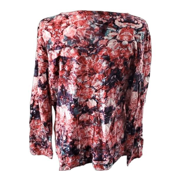 Simply Vera Vera Wang Scoop Blouse long sleeve Multicolor floral Size XL - Picture 2 of 7